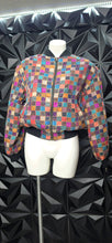 Load image into Gallery viewer, K Arnold multiprint box print bomber jacket         sz small-lrg
