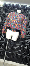 Load image into Gallery viewer, K Arnold multiprint box print bomber jacket         sz small-lrg
