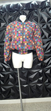 Load image into Gallery viewer, K Arnold multiprint box print bomber jacket         sz small-lrg
