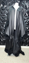 Load image into Gallery viewer, NWT Black fur open front duster          sz lrg-3x
