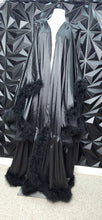 Load image into Gallery viewer, NWT Black fur open front duster          sz lrg-3x
