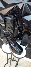 Load image into Gallery viewer, Black patent leather chunky heels          sz 7.5

