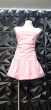 Load image into Gallery viewer, Pink faux leather bubble tube dress       sz
