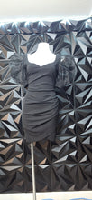 Load image into Gallery viewer, Fashioin nova black puffer sleeve dress     sz large, best fit sz medium
