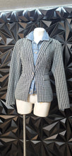 Load image into Gallery viewer, Blue revival houndstooth denim jacket         sz xs-sm
