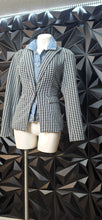 Load image into Gallery viewer, Blue revival houndstooth denim jacket         sz xs-sm
