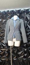 Load image into Gallery viewer, Blue revival houndstooth denim jacket         sz xs-sm
