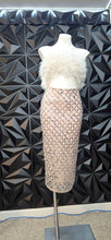 Load image into Gallery viewer, New Asos fur top strapless   dress         sz 4-6   disclaimer: some stud pieces are loose
