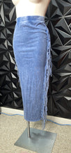 Load image into Gallery viewer, Stonewash fringe skirt           sz med-large
