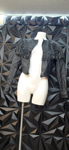 Load image into Gallery viewer, Black Real leather fringe crop jacket          sz medium-large
