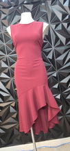 Load image into Gallery viewer, Maroon high low bodycon dress              sz lrg
