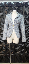 Load image into Gallery viewer, Pewter blue blazer         sz xl, best fit lrg
