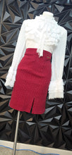 Load image into Gallery viewer, Michael Kors burgundy skirt           sz med-lrg
