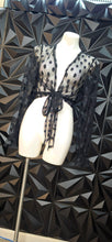 Load image into Gallery viewer, Black sheer polka dot top        sz untagged, best fit ,ed/lrg
