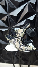Load image into Gallery viewer, Open Edit reptile print slide in heels          sz 8.5
