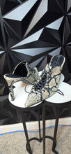 Load image into Gallery viewer, Open Edit reptile print slide in heels          sz 8.5
