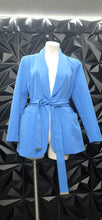 Load image into Gallery viewer, Andrew Mark blue blazer w/belt                sz medium
