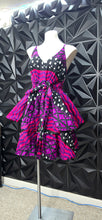 Load image into Gallery viewer, Ankara multicolored flare dress  w/belt           sz med-xlrg fit
