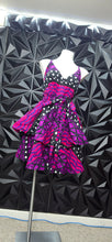 Load image into Gallery viewer, Ankara multicolored flare dress  w/belt           sz med-xlrg fit
