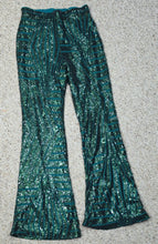 Load image into Gallery viewer, Green sequin pants              sz med
