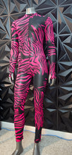 Load image into Gallery viewer, Pink and black sheer jumpsuit   sz medium (fitting sm-med)
