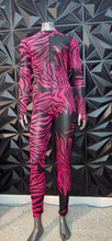 Load image into Gallery viewer, Pink and black sheer jumpsuit   sz medium (fitting sm-med)
