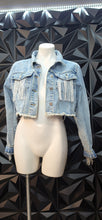 Load image into Gallery viewer, Denim fringe jacket      sz
