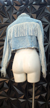 Load image into Gallery viewer, Denim fringe jacket      sz
