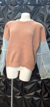 Load image into Gallery viewer, Urban daizy knit and denim sweater          sz lrg/xlrg fit

