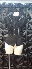 Load image into Gallery viewer, Akira ruffled blouse             sz lrg, best fitting sz medium
