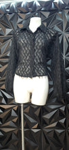 Load image into Gallery viewer, Express sheer fringe blouse          sz medium
