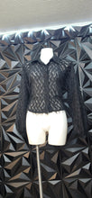 Load image into Gallery viewer, Express sheer fringe blouse          sz medium
