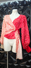 Load image into Gallery viewer, Half and Half wrap blouse              sz medium
