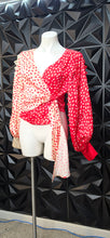 Load image into Gallery viewer, Half and Half wrap blouse              sz medium
