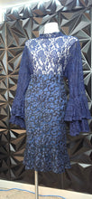 Load image into Gallery viewer, Blue lace skirt/lace top set    sz xl, fit 16/18
