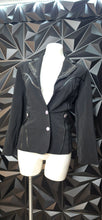 Load image into Gallery viewer, Black rhinestone blazer              sz untagged, best fit large   disclaimer: 2 buttons missing
