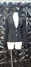 Load image into Gallery viewer, Black rhinestone blazer              sz untagged, best fit large   disclaimer: 2 buttons missing

