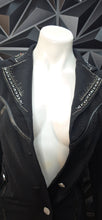Load image into Gallery viewer, Black rhinestone blazer              sz untagged, best fit large   disclaimer: 2 buttons missing
