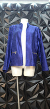 Load image into Gallery viewer, Chicos purple open front blazer              sz chico 2= lrg/xlrg
