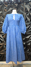 Load image into Gallery viewer, Blue box print long baby doll dress           sz xlrg-1x

