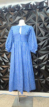 Load image into Gallery viewer, Blue box print long baby doll dress           sz xlrg-1x
