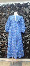 Load image into Gallery viewer, Blue box print long baby doll dress           sz xlrg-1x
