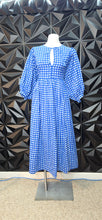 Load image into Gallery viewer, Blue box print long baby doll dress           sz xlrg-1x
