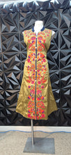 Load image into Gallery viewer, Gold floral embroidered dress      sz small (see measurements)

