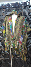 Load image into Gallery viewer, High low hooded fringe poncho              one size
