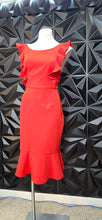 Load image into Gallery viewer, Lulus red ruffled dress            sz large (10)
