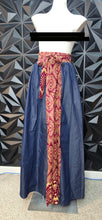 Load image into Gallery viewer, Ankara denim trimmed skirt               sz one size (lrg-3x)
