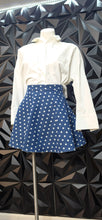 Load image into Gallery viewer, Denim polka dot flare skirt                sz untagged, 28 waist (med)

