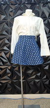 Load image into Gallery viewer, Denim polka dot flare skirt                sz untagged, 28 waist (med)
