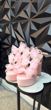 Load image into Gallery viewer, Azalea wang pink bow platform heels            sz 8  Disclaimer: Chipped at the toe
